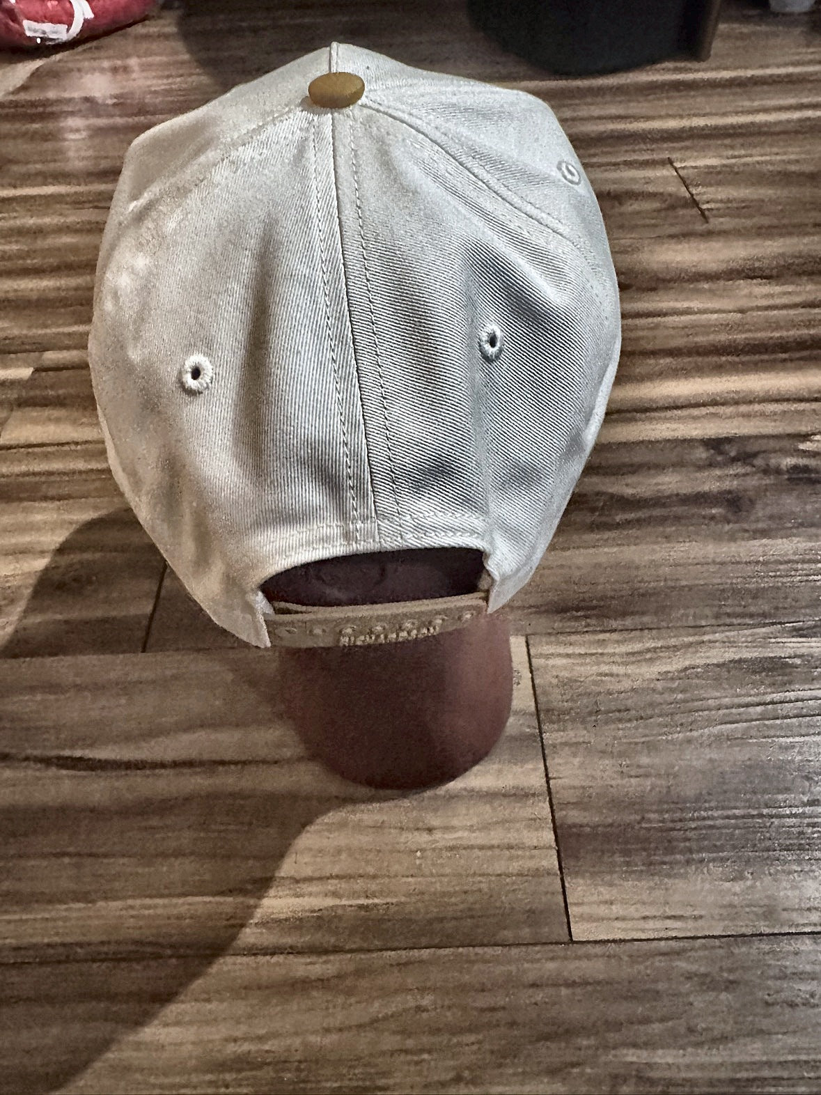Buy Her Stock Not Flowers hat, back view with adjustable snapback strap